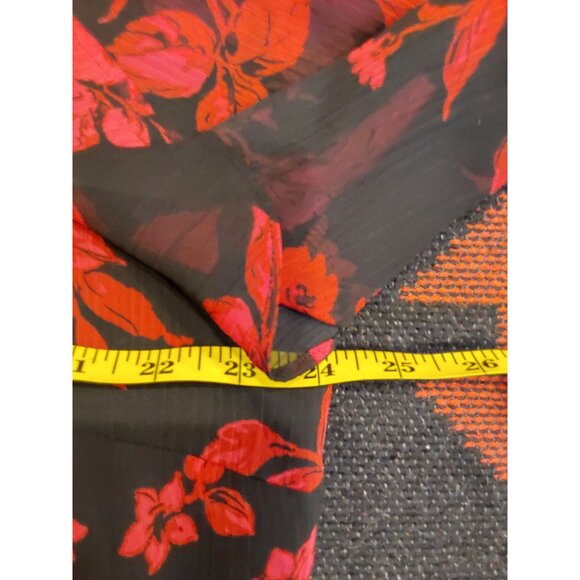 NEW Roz and Ali Plus Size Black and Red Floral Chiffon Top. Ruffles. 1X - Picture 11 of 14